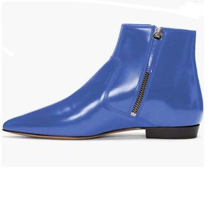XYD Blue Formal Pointed Closed Toe Flats Ankle Boots